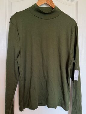 GAP Olive Mock Neck Long Sleeve Top